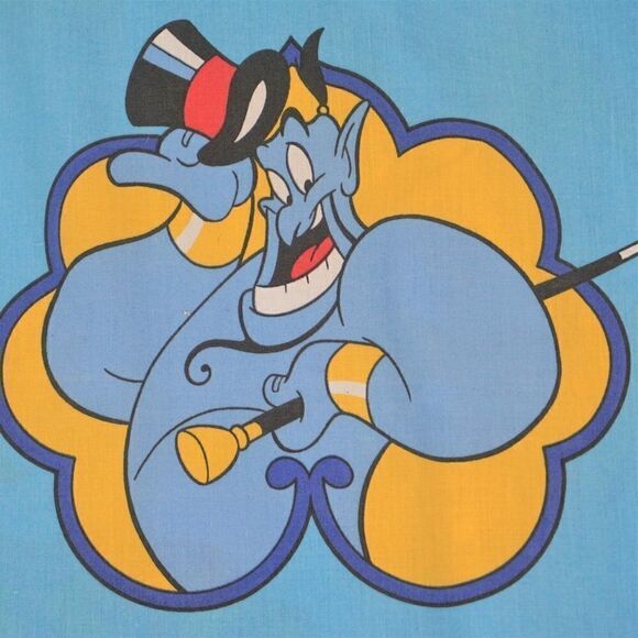Vintage Disney USA Aladdin Twin Fitted Sheet Blue Genie Lago Abu Jafar Jasmine - Picture 9 of 12